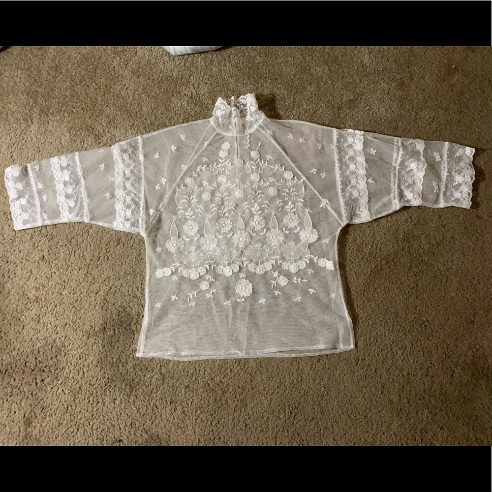 Vintage Sheer Embroidered Top
